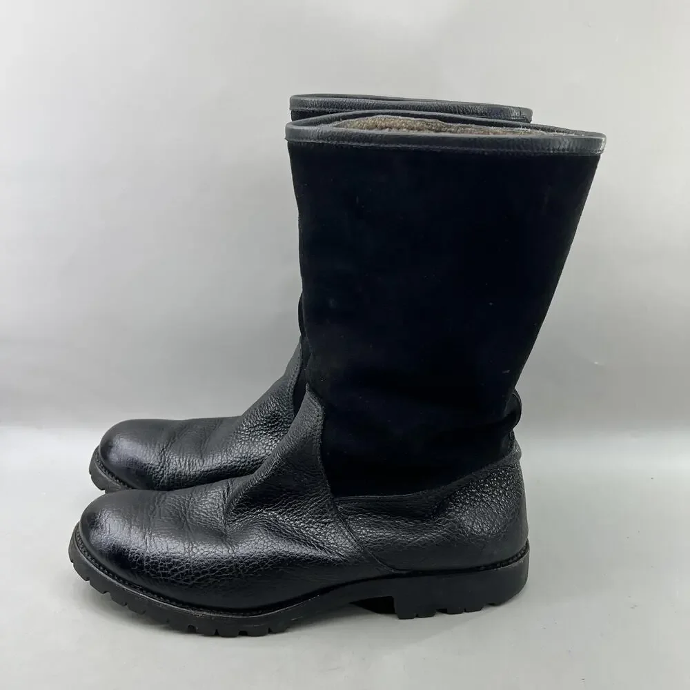 Gravati Shearling Lined Winter Boots Men Size 12 US, 11 UK Black Pull On Shoes